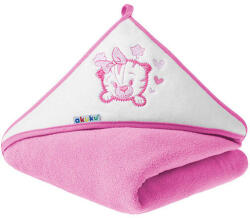 AKUKU Baba kapucnis törölköző, 100×100 cm - Rózsaszín/Tigris (A1253)