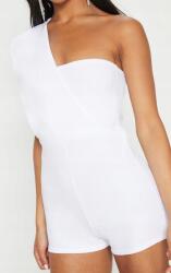 Prettylittlething Fehér Rövid Overál, Size 32, egy vállas, 95% poliészter