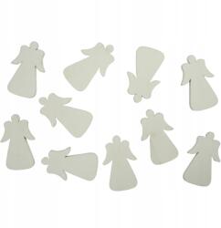 Trend-Deco Angyalkák, fehér fa, 10db, 7×4cm, antikolt stílus, dekorációhoz (NGY105884)