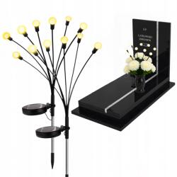 FORTRADE Temetői Dísz, művirág vázába, LED dísz, meleg fehér (WIĄZANKA KOMPLET KWIATY LAMPKI POMNIK OZDOBA)
