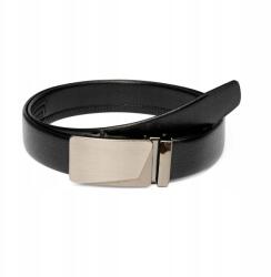 EdiBazzar Férfi fekete öv, automata csattal, öko bőr, fém, 122cm hosszú (Czarny pasek męski skórzany do spodni klamra)