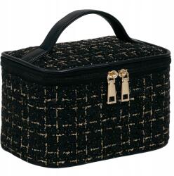 EdiBazzar Utazó Kozmetikai Táska, fekete, poliészter, 21.5×12×15cm, szervező táska (KOSMETYCZKA DAMSKA PODRÓŻNA DO TOREBKI torby)