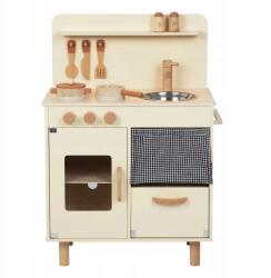 Tooky Toy Fa gyerekkonyha retro bézs játék konyha szett 3+ (TJ548)