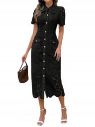 Shein Fekete Csipkés Ruha 36 1JM Varrott Zsebekkel