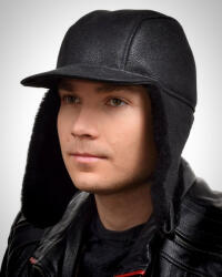  Papacha sapka, fekete bőr, Size XL, 60-61cm