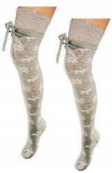 Milena Női térdzokni, norvég karácsonyi, pamut, hosszú, szürke