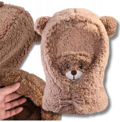 EdiBazzar Női téli sapka, kapucnis, macis, bézs, rugalmas, poliészter, plüss anyag (5905884078686)