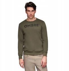 Ombre Klasszikus férfi pulóver felirattal sötét olívazöld V2 B1711 S méret (182443)