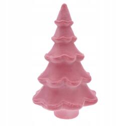 Paula Rózsaszín, flokkolt karácsonyfa, anyaggal borított ünnepi figura, 35 cm (SF2041)