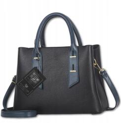 Bad&Bags Női Bőr Kézitáska Fekete, BAD&BAGS, elegáns, eco bőr (Torebka czarna damska na ramię BAD&BAGS)