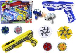 LEAN Toys Set de pistoale lansatoare de discuri metalice cu efecte de lumină albastră și galbenă (20820)