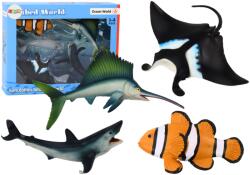LEAN Toys Set de Figurine Marine: Rechin, Delfin, Rajă, Pește Spadă și Pește Clovn, 5 bucți (17660) Figurina