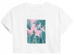 4F lány póló, fehér, crop top, 100% pamut, Size 10S-164 (4FJSS23TTSHF392)