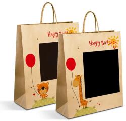 Family Pungă pentru cadouri - hârtie, Kraft - 265 x 127 x 330 mm - 2 tipuri / pachet - 12 buc / pachet - Ziua de naștere II (58313)