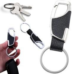Verk Group Breloc de Chei cu Carabină, Metalic, din Piele Sintetică, Negru, Argintiu (27549)