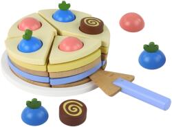 LEAN Toys Tort colorat din lemn cu 8 bucăți și velcro (15027)