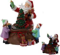 BackHomeLiving Cutie muzicală de Crăciun cu LED, Moș Crăciun, brad și cadouri - 20 x 19 x 19 cm (POZ2423)