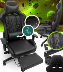 GordonToys Scaun de gaming negru cu masaj și suport extensibil pentru picioare (G901)
