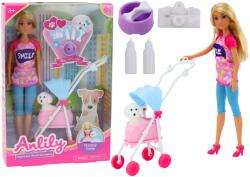 LEAN Toys Păpușă Anlily cu cățel și cărucior, inclusiv accesorii (14802)