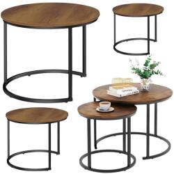 LEAN Set de 3 mese de cafea rotunde, gri închis/negru (26620) Masa de cafea