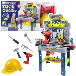 LEAN Toys Set de scule pentru copii 133 piese cu șurubelniță electrică și cască de protecție (26876) Set bricolaj copii