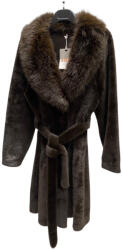  Beunique Fashion Megköttős szőrme kabát Prém gallérral Coffee S méret