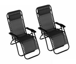 Garden Line Set Sezlong de Gradina GardenLine - Negru - 176 x 65 x 106 cm (LEZ5934)