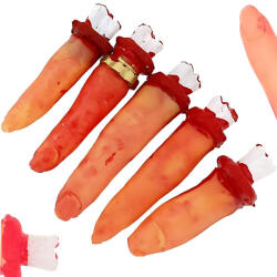 VERK GROUP Set de decor Halloween: 5 degete false din gumă cu vopsea artificială de sânge (26129)