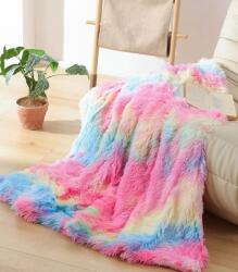 GordonToys Pătură Tie-dye colorată 190x200 cm, cu bază roz de pluș (G902) Patura