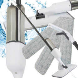 VERK GROUP Mop Plat Rotativ cu Pulverizator Solid și 3 Capete Microfibra Detașabile (27080)