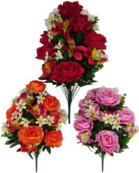 BackHomeLiving Buchet artificial de trandafiri și orhidee - 52 x 27 x 27 cm (HID3154)