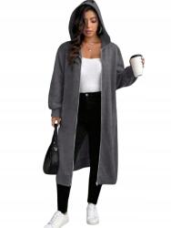 Shein Szürke Hosszú Oversize Kapucnis Pulóver, Size 46, poliészter