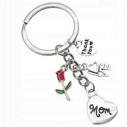 EdiBazzar Szív alakú ezüst kulcstartó, táskadísz, ajándék anyukáknak (Srebrny brelok do kluczy na dzień mamy serce)