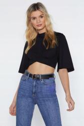 Nasty Gal Fekete Rövid Ujjú Csíkos Top 40-ES Méret