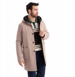 Ombre Férfi kabát, Size XL, bézs színű, kapucnis, 70% poliészter, 30% gyapjú (159047)