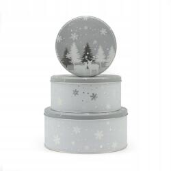  Fém dobozok, mézeskalács süteményekhez, karácsonyi, 3db-os készlet (MA200120)