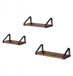 VASAGLE 3 db-os polc, barna/fekete, fém, forgácslap (LWS33BX)