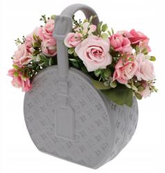 Trend-Deco gipsz kaspó, virágoknak, táska formájú, szürke (TD00170-7/GREY)