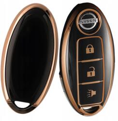  Szilikon Kulcstartó Tok Nissan Qashqai, Juke, Tiida, X-Trail, fekete-arany