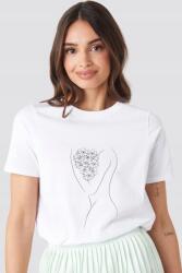 NA-KD fehér póló, nyomtatással, Size XS, pamut