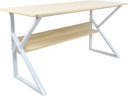 Mobikon Birou cu raft din mdf maro stejar natural cu picioare metal alb Tarcal 140x60x72 cm (0000277519)