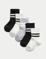 Marks & Spencer Детски чорапи с висок дял памук (0-3 години), 5 чифта в опаковка Marks & Spencer черен Marks & Spencer | Cheren | Момчешки | 0-6