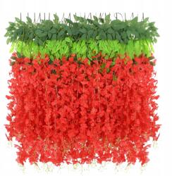  Lilaakác virág szett, piros, 12 db, esküvői dísz (12 sztuk zestaw wisteria glicynia do girlandy)