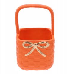 Trend-Deco Zöld virágkosár, gipsz, 24cm, arany masnival, ajándékkosár (TD00174-3/ORANGE)