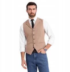 Ombre Testhezálló, elegáns, barna férfi mellény hajtókával OM-BLZV-0145 V1 S (163151)