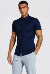 Boohooman Rövid Ujjú Ing, Sötétkék, M-es Méret