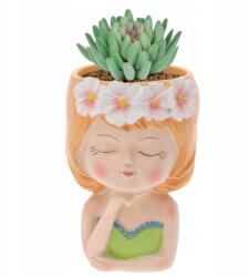 Trend-Deco Kerámia kaspó, női alak, 15cm magas, 6.5cm nyílás, ajándék anyának (TD00352 B)