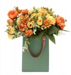 Trend-Deco gipsz váza, virágtartó, műbőr fogantyú, 18cm (TD00168-7/GREEN)