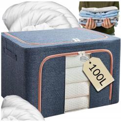 MvLine by Marvit Szervező huzat, 100L, sötétkék, fémváz, ágynemű, ruha tároló doboz (Pokrowiec organizer stelaż pojemnik)