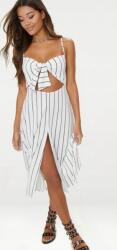 Prettylittlething Pretty Fehér MIDI Ruha, csíkos, pántos, Size 32, poliészter